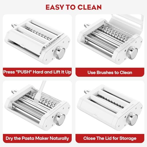 InnoMoon Pasta Attachment 3 in 1 Set for KitchenAid Stand Mixer Included Pasta Sheet Roller, Spaghetti Cutter, Fettuccine Cutter, Pasta Press Maker for Accessories, 8 Adjustable Thickness Knob