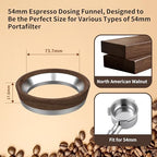 54mm Espresso Dosing Funnel for Breville Portafilters, Aluminum Magnetic Coffee Dosing Funnel Ring Compatible with Breville 54mm Portafilters,Espresso Accessories Tool(Walnut)
