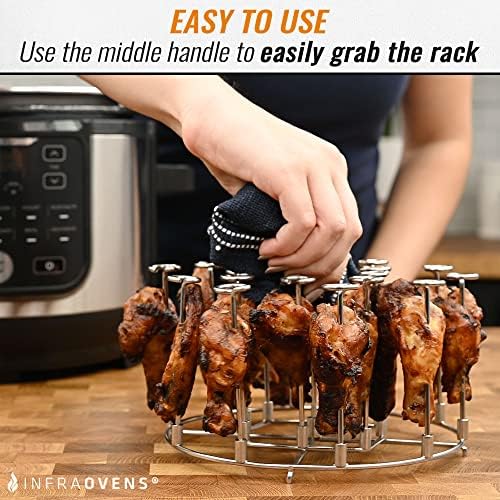 INFRAOVENS Pressure Cooker Accessories Rack For Ninja Foodi 6.5-Quart OL500, OL501, OS301 10-in-1 Air Fryer, Set with Silicone Heat Resistant Liner, Skewer Stand for Kabobs for FD302, OS300, OP302