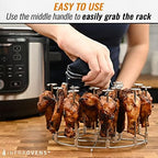 INFRAOVENS Pressure Cooker Accessories Rack For Ninja Foodi 6.5-Quart OL500, OL501, OS301 10-in-1 Air Fryer, Set with Silicone Heat Resistant Liner, Skewer Stand for Kabobs for FD302, OS300, OP302