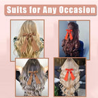 Large Double Hair Bows 2 PCS Satin Ribbon Bow for Women,Hair Bows for Women,Hair Ribbons,Oversized Long-tail Cute Aesthetic Hair Accessories,Large Hair Barrettes for Women（ Black,White）