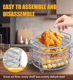 Dehydrator Rack Stainless Steel Stand Ninja Foodi Air Fryer Accessories. Dehydrator Rack for Ninja Foodi 6.5 & 8 Qt and Ninja Pressure Cooker, Compatible with Instant Pot Duo Crisp 8 Qt