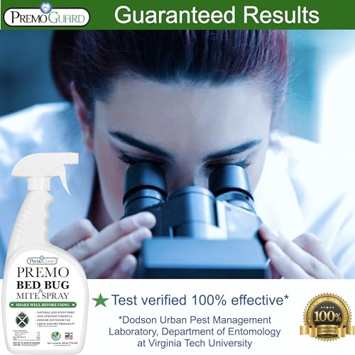 Bed Bug Killer Spray by Premo Guard 24 oz – Fast Acting Bed Bug Treatment – Stain & Scent Free – Child & Pet Safe – Best Extended Protection – Natural & Non Toxic Formula