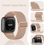 8 Pack Elastic Bands Compatible with Fitbit Versa 2/Versa/Versa Lite/Versa SE for Women Men, Adjustable Stretchy Nylon Braided Strap Solo Loop Sport Replacement Wristband for Versa Smart Watch