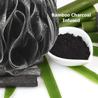 SHOWER BOUQUET Loofah-Charcoal Back-Scrubber Color-2-Pack // Long-Handle-Loofa-Lufa Bath-Sponge Brush/Extra Large Soft Mesh for Men & Women - Exfoliate with Full Pure Cleanse in Bathing Accessories