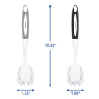 Amazer Dish Brush, 2 Pack Dish Scrubber with Handle, Kitchen Dishwashing Brushes, Scrub Brush with Stiff Bristles for Cleaning, Sink, Pots, Pans (Black+Grey)