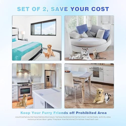 SEERWAY Scat Pet Shock Mat 2 Pieces with Tester, Shock Pad for Dog and Cat Training Indoor, Electric Repellent Mat Keeps Pet Off Couch, Sofa, Countertop, 3 Modes, 2 Pieces Same Size, Battery Operated