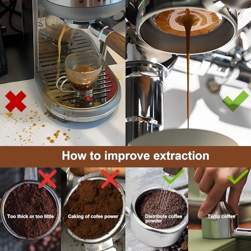 54mm Bottomless Portafilter, 3 Ears Espresso Portafilter, Compatible with 54mm Breville Sage Barista Espresso Machine, Puck Screen and Distribution Tool Included, Espresso Accessories Kit