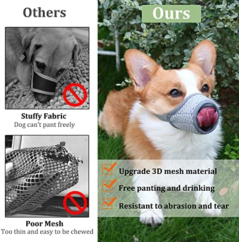 Mayerzon Dog Muzzle, Puppy Soft Mesh Muzzle for Small Medium Large Dogs Chihuahua Poodles Beagle Dachshund Corgis Labrador for Biting Chewing Grooming That Allows Panting Drinking