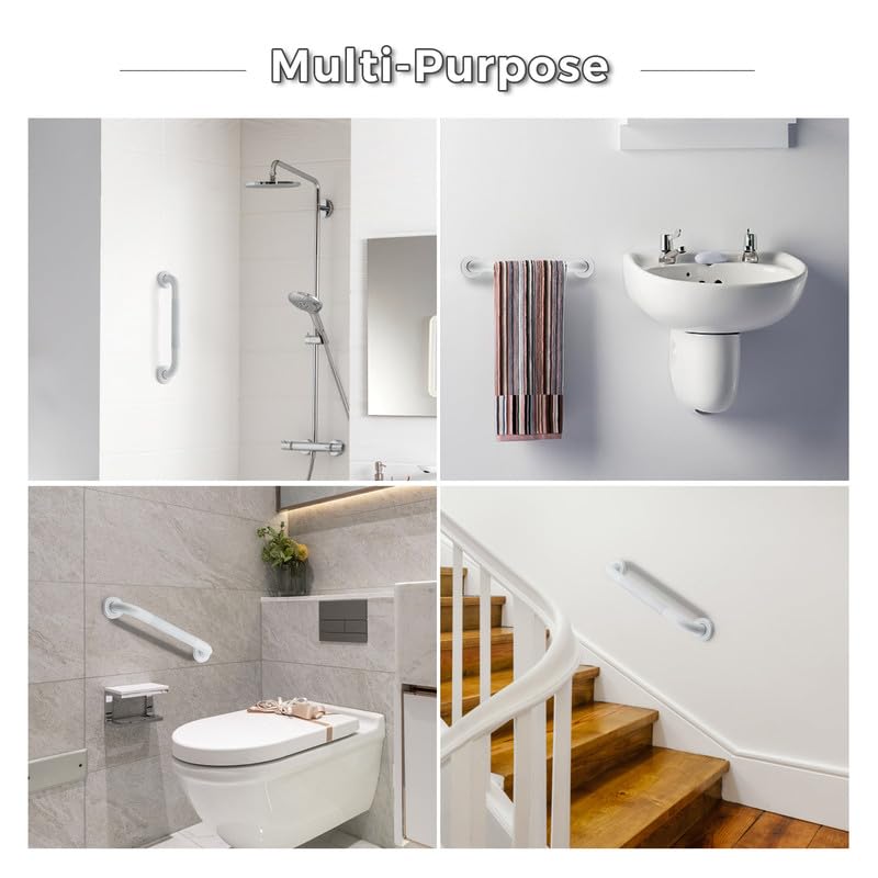 Grab Bars for Shower, 2 Pack 32-Inch Anti Slip Shower Handles for Elderly, Safety Shower Grab Bar, Stainless Steel Handicap Grab Bars for Bathroom (White 1" Diameter)
