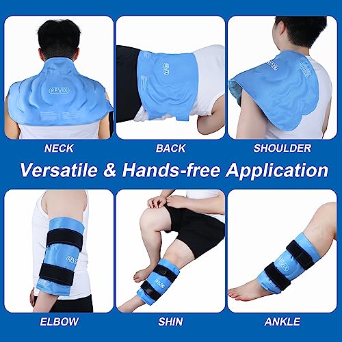 REVIX 20‘’ XXXL Knee Ice Pack Wrap Around Entire Knee After Surgery, Large Ice Pack for Knee Pain Relief, Reusable Ice Wraps for Knee for Replacement Surgery, Swelling, Sports Injuries