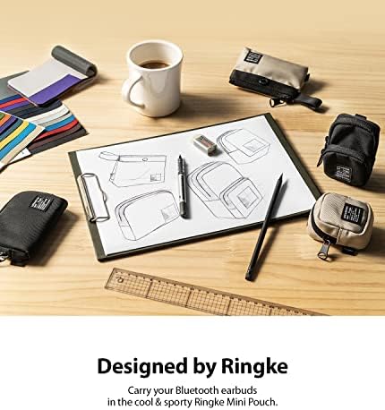 Ringke Mini Pouch Two Pocket, Small Bag for Universal Wireless Ear Buds, Durable Waterproof Keychain Accessories Compatible with AirPods Pro 2nd Generation and AirPods 4 Case - Black