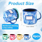 4pcs Dye Prints Ice Cream Neoprene Sleeves, with Handle Spoon Holder and Name Plate Slot Reusable Washable Insulated Sleeve for Ninja Creami Pints Container Accessories (24oz, 4 Styles)