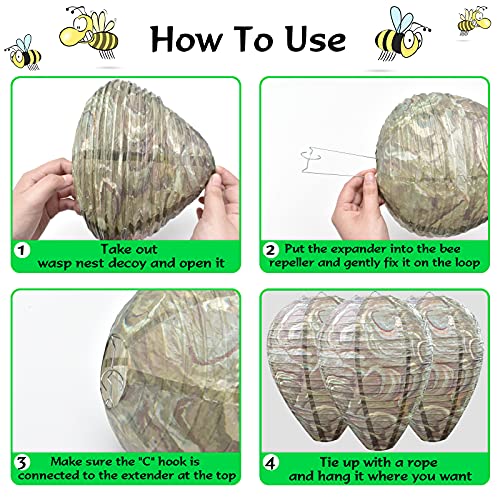 ZeeDix 8 Pack Hanging Paper Fake Wasp Nest Decoy- Eco Friendly Effective Deterrent Bee Hornets Wasp Nest for Outdoor, Home and Garden(8.66"×11",Dark Color)