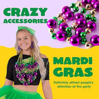 JOYIN 3 Pcs Mardi Gras Jumbo Bead Necklaces, 44'' Gold Green Purple Necklaces Beads for Mardi Gras Parade Decorations Party Favors Supplies, Costume Outfit Accessories