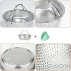 Stainless Steel Steamer Basket - Vegetable & Dumpling Steamer Insert for Pots, Instant Pot Accessories with Handles & Feet, Multi-Purpose Mesh Strainer for Cooking, Fruits (Silvery, Medium)