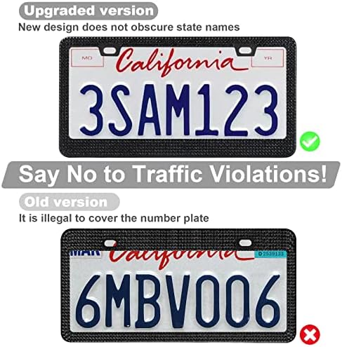 2 Pack Bling License Plate Frames for Women, Sparkly Rhinestone Diamond Car Accessories with Glitter Crystal Caps (Black)