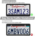 2 Pack Bling License Plate Frames for Women, Sparkly Rhinestone Diamond Car Accessories with Glitter Crystal Caps (Black)