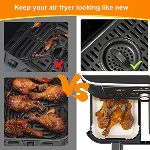 Air Fryer Disposable Paper Liner for Ninja Dual,100PCS Air Fryer Liners Rectangle 8.6x 5.5'', Air fryer Parchment Liners for Ninja DZ201 DZ401, Ninja Foodi Dual Air Fryer Accessories Baking Paper