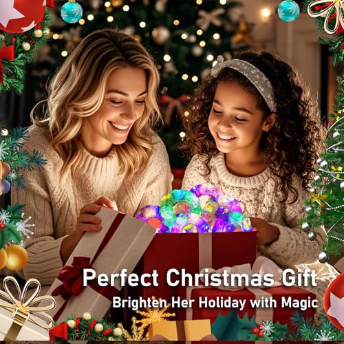 18 Pcs Light Up Mermaid Scrunchies, LED Hair Scrunchy for Girl & Women, Multi Light Modes, Glow in the Dark Accessories for Rave Neon Slumber Party