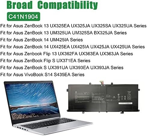C41N1904 Laptop Battery Replacement for Asus ZenBook 13 UX325 UX325EA UX325JA UX325SA UM325 Series 15.48V 67Wh