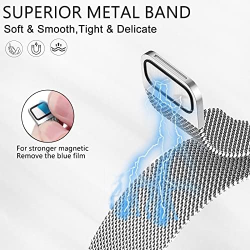 surundo Compatible with Fitbit Charge 6/Charge 5 Bands for Wmen Men, Metal Mesh Milanese Loop Adjustable Strap Replacement for Fitbit Charge 6/Charge 5 Advanced Fitness & Health Trackers