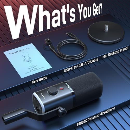MAONO Dynamic Gaming Microphone: USB XLR Dynamic Computer Microphone with Software-RGB PC Mic for Gamer-Podcast Microphone Kit for Streaming Recording Studio YouTube Content Creation Online Chat