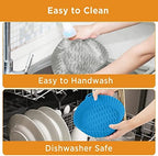 OUTXE Silicone Air Fryer Liners, 2-Pack Reusable Airfryer Basket Tray Accessories Round Compatible With Ninja Cosori Gourmia 5.8/6/7/8/9 qt (Blue+Gray)