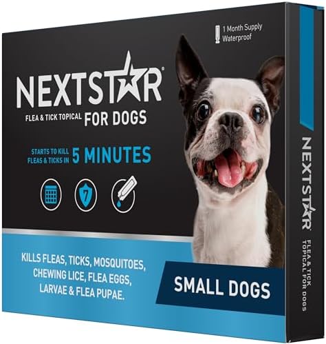 NEXTSTAR Flea and Tick Prevention for Dogs, Repellent, and Control, Fast Acting Waterproof Topical Drops for Small Dogs, 1 Month Dose