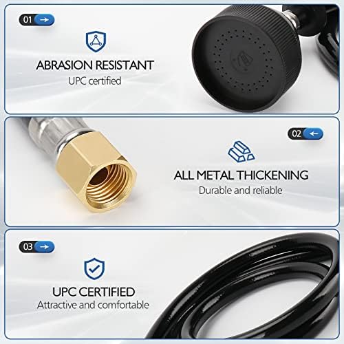 LukLoy UPC Certified Salon Shampoo Bowl Sprayer Head with Black Rubber Hose, Professional Salon Sink Replacement Part for Salon Barber Shop Spa, 1/4" Thread