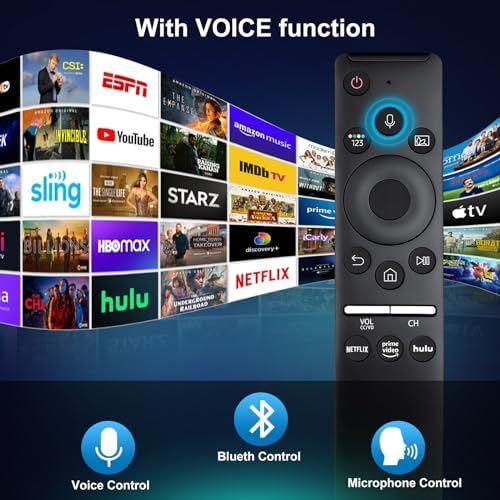 Replacement Voice Remote for Samsung Smart TVs, for Samsung-TV-Remote, for Samsung Crystal UHD QLED Curved 4K 8K Smart TVs(2020/2021)