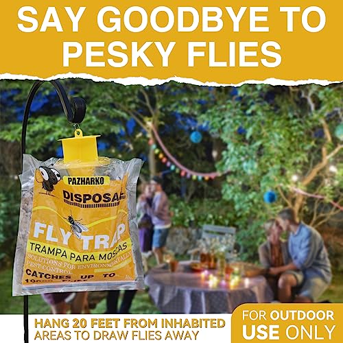 Fly Traps Outdoor Fly Traps Bag Fly Catchers Outdoors Upgraded 40g Bait. Stable Horse Ranch Fly Trap. Disposable Fly Traps Outdoor Hanging Fly Killer 4 PCs…