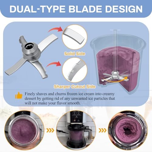NANOBABY Replacement Paddle Blade Compatible with Ninja Creami NC300 Series Ice Cream Makers, Mixing Blade Paddle Replacement for Ninja NC299AMZ NC301 CN305A CN301CO, Stainless Steel, Silver
