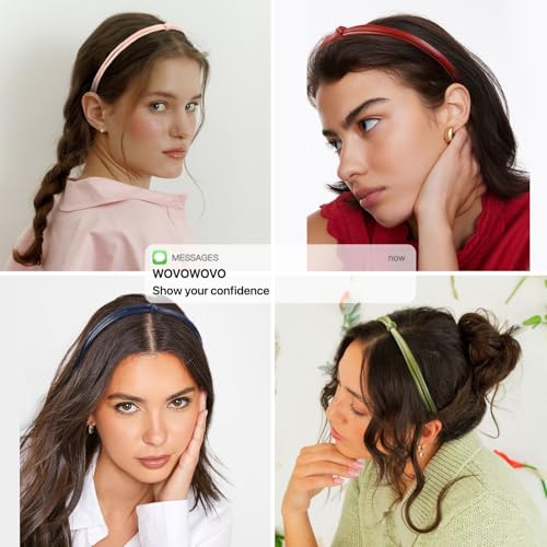 WOVOWOVO 5Pcs Leather Headbands for Women Cute Hair Bands for Women's Hair Headbands for Women Trendy Comfortable Thin Headband Womens Headbands Fashion Hair Accessories