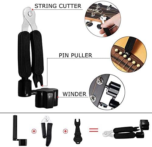 66PCS Guitar Accessories Kit, Acoustic Guitar Changing Tool, Including Acoustic Strings, Guitar Picks, Capo, String Winder&Cutter, Tuner, Guitar Bones,for Guitar Players and Guitar Beginners