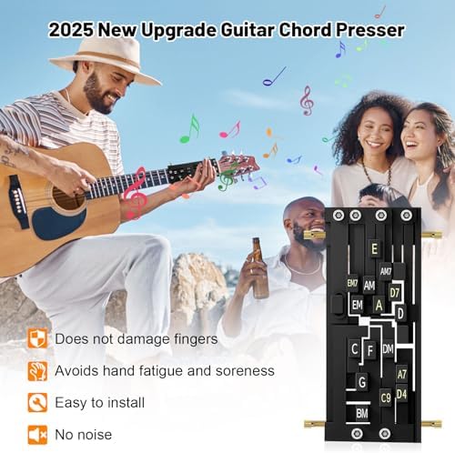 Guitar Chord Presser - Guitar Aid Chord Trainer for Beginners, Guitar Chord Helper Practice Tool with 6 Picks & Capo, Portable Guitar Assisted Learning Tools Kit Accessories for Acoustic Guitars