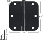 TDCHINGES 30 Pack Rounded Matte Black Door Hinges 3.5 Inch 5/8" Radius Interior 3 1/2 Inch Door Hinges Flat Iron Bifold Easy Installation Door Hinges for Doors 3 ½" Hardware Controls