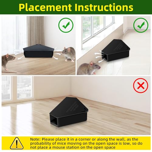Jahy2Tech 16 Pcs Mouse Bait Station with Keys Indoor Outdoor for Rats Mice Rodents, Reusable Mouse Poisoning Bait Blocks, Safe for Children & Pets