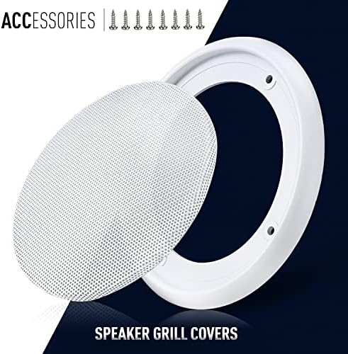 Facmogu 2PCS 8in White Ceiling Speaker Covers, Surface Mount Speaker Grill Mesh Round Speaker Grille Woofer Car Speaker Grill Cover Guard Protector Replacement Round Metal Grills