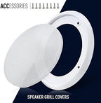 Facmogu 2PCS 8in White Ceiling Speaker Covers, Surface Mount Speaker Grill Mesh Round Speaker Grille Woofer Car Speaker Grill Cover Guard Protector Replacement Round Metal Grills