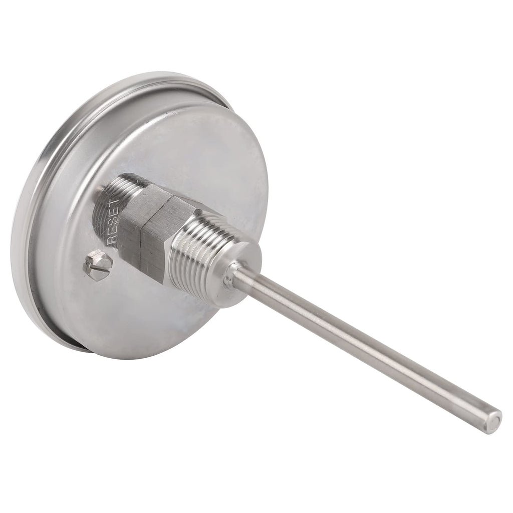 Uharbour 3" Dial Fully Stainless Steel Thermometer for Pot, Kettle, Brewing Bimetal, 4" Stainless Steel Stem, 0-250 deg F/-20-120 deg C, Accuracy +/-1%, Adjustable, 1/2" NPT Back Mount…
