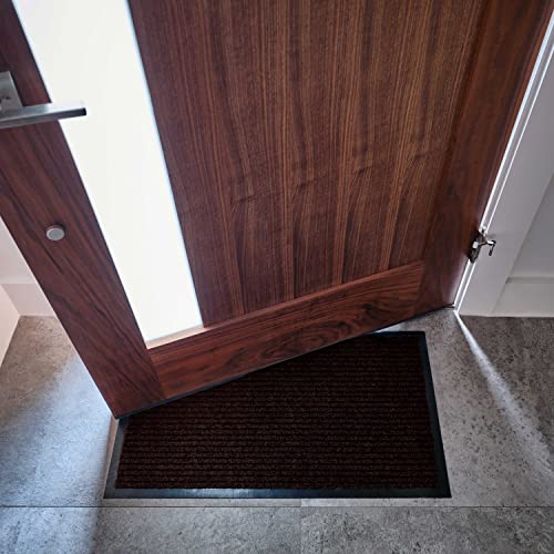 Sierra Concepts Front Door Mat Welcome Mats 2-Pack - Indoor Outdoor Entryway Mats for Shoe Scraper, Ideal for Inside Outside Home High Traffic Area, Brown 30 Inch x 17 Inch