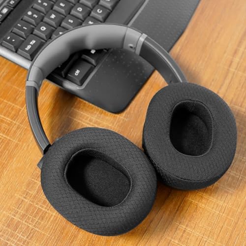 Gvoears Replacement Ear Pads Cushions for Skullcandy Crusher Wireless, Crusher ANC/EVO, Hesh ANC/EVO, Hesh 3, Also Fit for Skull Candy Venue Wireless ANC Headphone Mesh Fabric Black