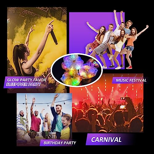Light Up Scrunchies, Double-layer LED Scrunchy Colorful Hair Ties Glow in the Dark Party Supplies Glow Sticks Party Favor Festival Rave Accessories for Girls & Women Neon Party (9PCS-Multi-color)