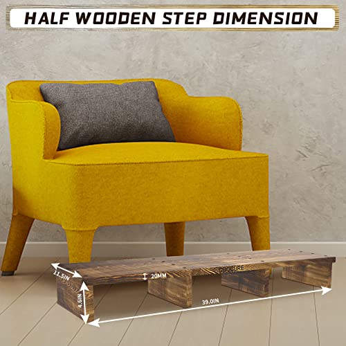 39IN Long Wooden Step Stool for Elderly, Half Wooden Riser Step Stool for Bedside, Bathroom, Kitchen and Outdoor High Steps(39.0" L*11.5" W*4.6" H)