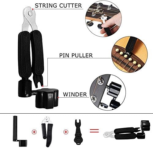 Guitar Accessories Kit with Guitar Strings,Guitar Tuner,Guitar Capo,3-in-1 Restring Tool,Pick Holder,Guitar Picks,Finger Protectors,Thumb Finger Picks, Guiter Bridge Pins,Guitar Nuts,Guitar Saddles