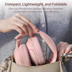 TOZO HT2 Hybrid Active Noise Cancelling Headphones, Wireless Over Ear Bluetooth Headphones Pink +HT2 Replacement Ear Pads Khaki