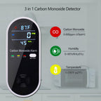 3-in-1 Carbon Monoxide Detector, Carbon Monoxide Detector Plug in Wall with Temperature & Humidity Display, CO Alarm Monitor with Color LCD Display, Accurate & Easy to Install