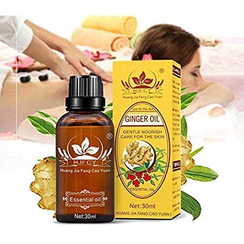 5 Pack Ginger Oil 100% Pure Natural Lymphatic Drainage Ginger Oil,SPA Ginger Massage Oils Repelling Cold and Relaxing Active Oil-30ml/Bottle