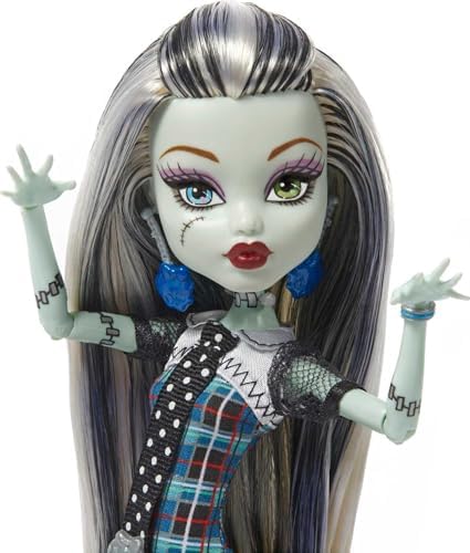Monster High Frankie Stein Reproduction Doll Wearing Original Fashion & Shoes with Pet, Display Stand & Accessories, 10-5-inch Collectible Toy